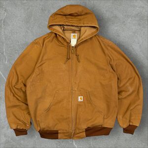 Vintage USA Made Carhartt J131 BRN Thermal Lined Hooded Canvas Active Jacket - M